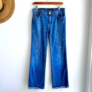 ROBERTO CAVALLI low Rise blue with gold logo Wide Leg Jeans,vintage, size Small